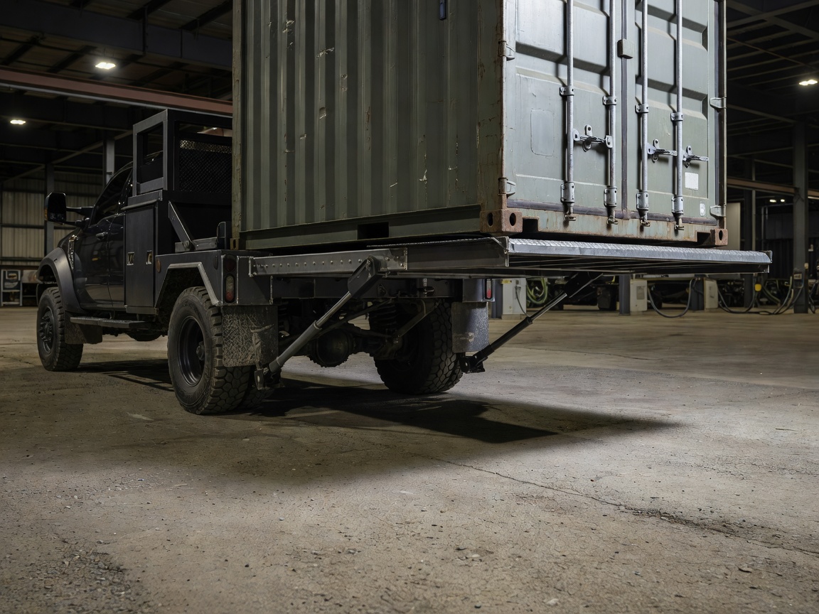 Automotive loading process demonstrating horizontal lift-gate ground clearance