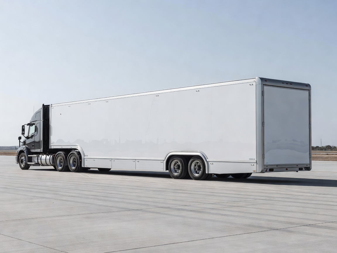Streamlined hard-shell enclosed car carrier trailer positioned on a clean transit apron